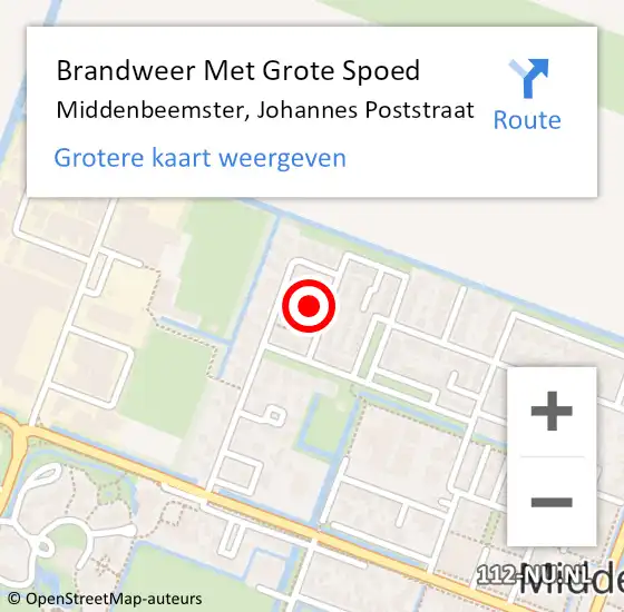 Locatie op kaart van de 112 melding: Brandweer Met Grote Spoed Naar Middenbeemster, Johannes Poststraat op 25 augustus 2022 07:55