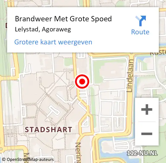 Locatie op kaart van de 112 melding: Brandweer Met Grote Spoed Naar Lelystad, Agoraweg op 25 augustus 2022 08:00