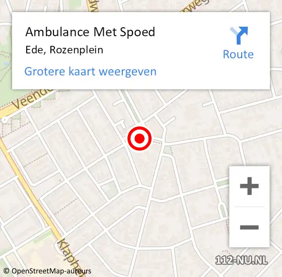 Locatie op kaart van de 112 melding: Ambulance Met Spoed Naar Ede, Rozenplein op 25 augustus 2022 08:36