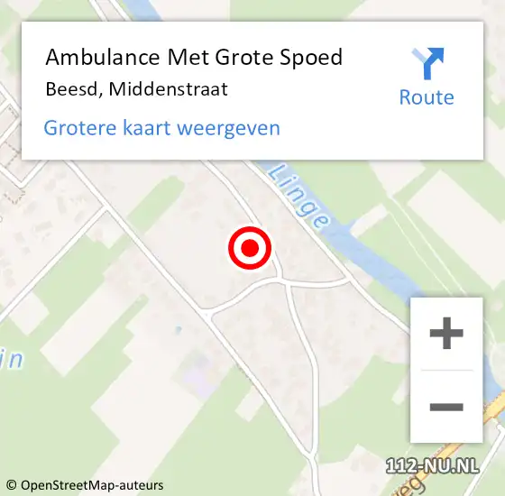 Locatie op kaart van de 112 melding: Ambulance Met Grote Spoed Naar Beesd, Middenstraat op 25 augustus 2022 08:41