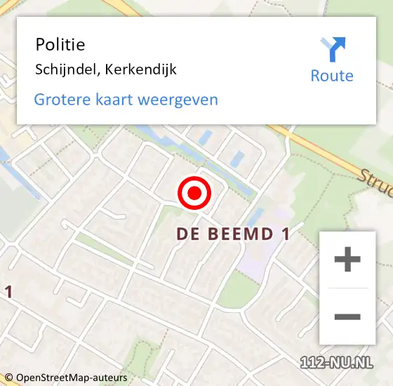 Locatie op kaart van de 112 melding: Politie Schijndel, Kerkendijk op 25 augustus 2022 09:04