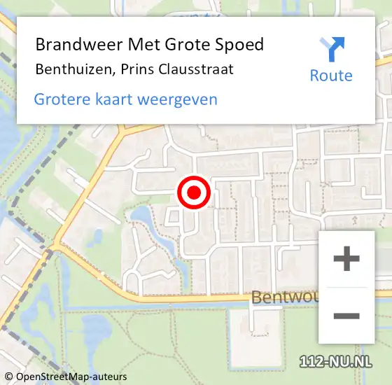 Locatie op kaart van de 112 melding: Brandweer Met Grote Spoed Naar Benthuizen, Prins Clausstraat op 9 oktober 2013 17:25