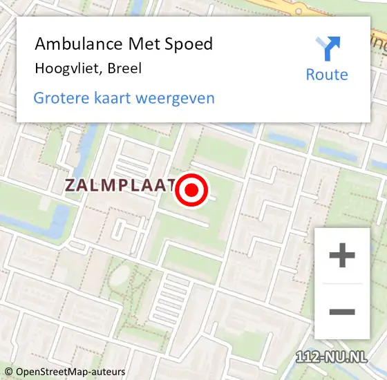 Locatie op kaart van de 112 melding: Ambulance Met Spoed Naar Hoogvliet, Breel op 25 augustus 2022 09:19