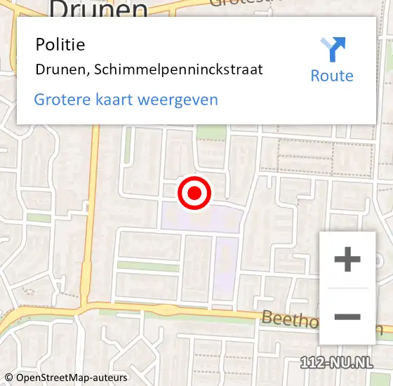 Locatie op kaart van de 112 melding: Politie Drunen, Schimmelpenninckstraat op 25 augustus 2022 09:28