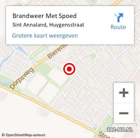 Locatie op kaart van de 112 melding: Brandweer Met Spoed Naar Sint Annaland, Huygensstraat op 25 augustus 2022 09:44