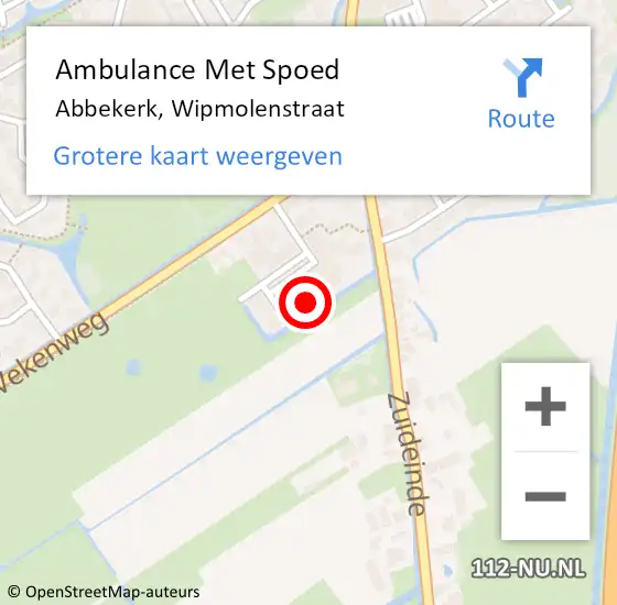Locatie op kaart van de 112 melding: Ambulance Met Spoed Naar Abbekerk, Wipmolenstraat op 25 augustus 2022 09:56