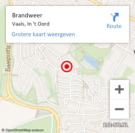 Locatie op kaart van de 112 melding: Brandweer Vaals, In 't Oord op 27 juli 2014 15:15