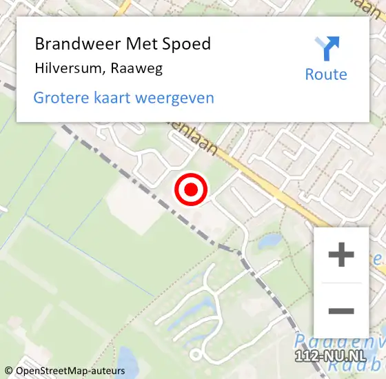 Locatie op kaart van de 112 melding: Brandweer Met Spoed Naar Hilversum, Raaweg op 25 augustus 2022 10:01