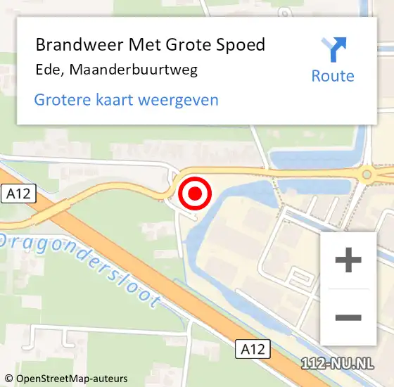 Locatie op kaart van de 112 melding: Brandweer Met Grote Spoed Naar Ede, Maanderbuurtweg op 25 augustus 2022 10:12