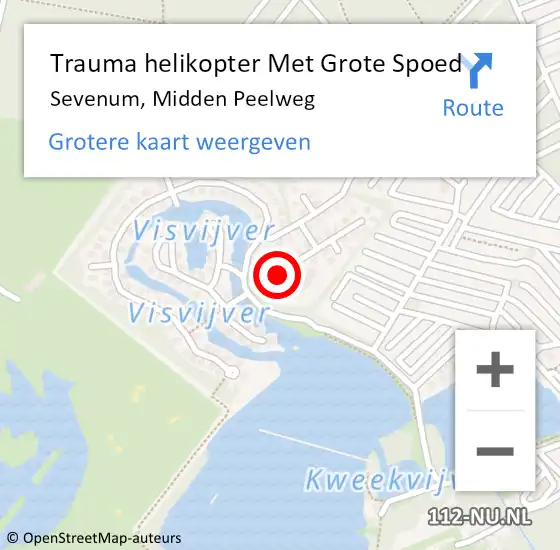 Locatie op kaart van de 112 melding: Trauma helikopter Met Grote Spoed Naar Sevenum, Midden Peelweg op 25 augustus 2022 10:29