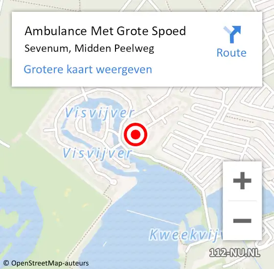 Locatie op kaart van de 112 melding: Ambulance Met Grote Spoed Naar Sevenum, Midden Peelweg op 25 augustus 2022 10:29