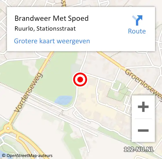 Locatie op kaart van de 112 melding: Brandweer Met Spoed Naar Ruurlo, Stationsstraat op 25 augustus 2022 10:30