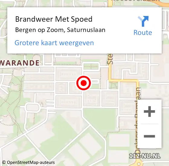 Locatie op kaart van de 112 melding: Brandweer Met Spoed Naar Bergen op Zoom, Saturnuslaan op 25 augustus 2022 10:35