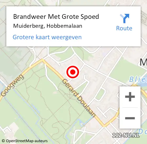 Locatie op kaart van de 112 melding: Brandweer Met Grote Spoed Naar Muiderberg, Hobbemalaan op 25 augustus 2022 10:48