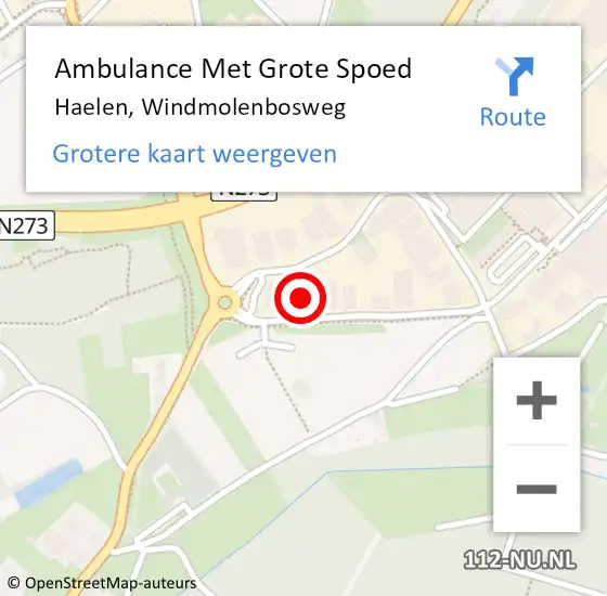 Locatie op kaart van de 112 melding: Ambulance Met Grote Spoed Naar Haelen, Windmolenbosweg op 25 augustus 2022 10:52