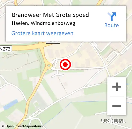 Locatie op kaart van de 112 melding: Brandweer Met Grote Spoed Naar Haelen, Windmolenbosweg op 25 augustus 2022 10:53