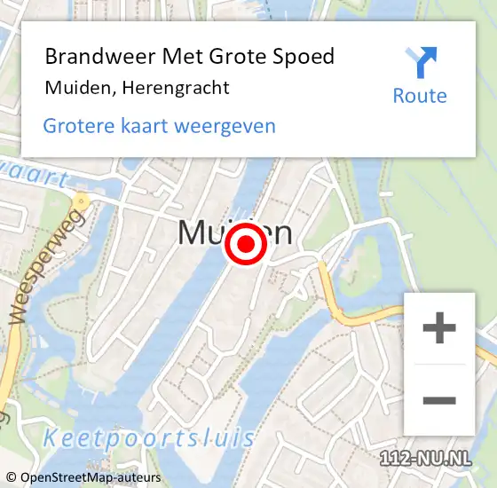 Locatie op kaart van de 112 melding: Brandweer Met Grote Spoed Naar Muiden, Herengracht op 25 augustus 2022 10:54