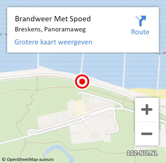 Locatie op kaart van de 112 melding: Brandweer Met Spoed Naar Breskens, Panoramaweg op 25 augustus 2022 10:56