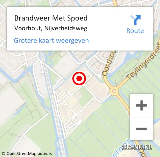 Locatie op kaart van de 112 melding: Brandweer Met Spoed Naar Voorhout, Nijverheidsweg op 25 augustus 2022 11:00