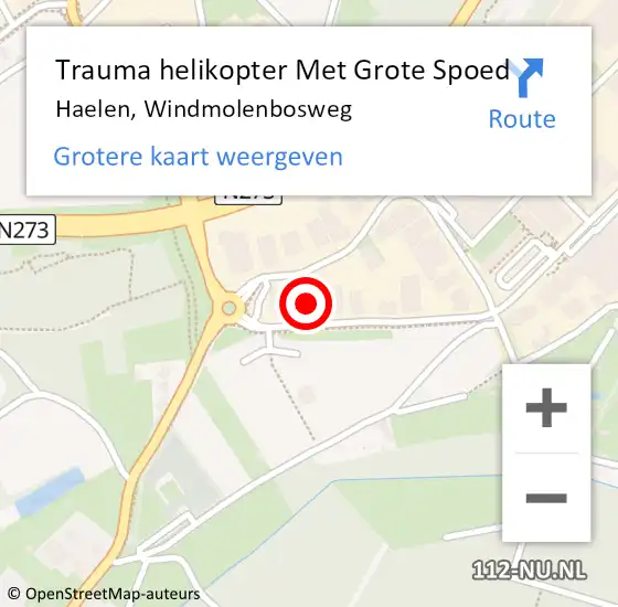 Locatie op kaart van de 112 melding: Trauma helikopter Met Grote Spoed Naar Haelen, Windmolenbosweg op 25 augustus 2022 11:06