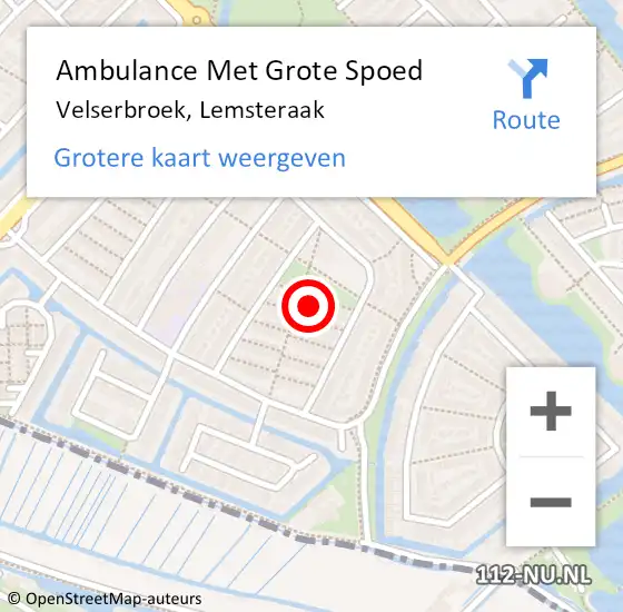 Locatie op kaart van de 112 melding: Ambulance Met Grote Spoed Naar Velserbroek, Lemsteraak op 25 augustus 2022 11:06