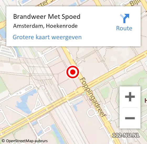 Locatie op kaart van de 112 melding: Brandweer Met Spoed Naar Amsterdam-Zuidoost, Hoekenrode op 25 augustus 2022 11:09