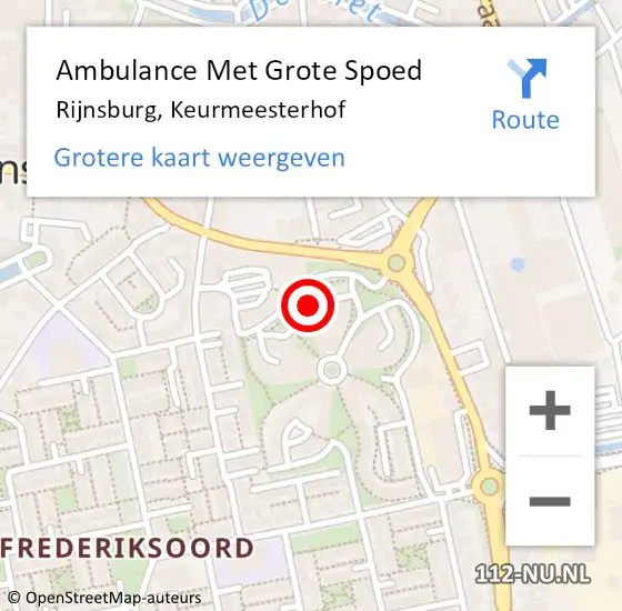 Locatie op kaart van de 112 melding: Ambulance Met Grote Spoed Naar Rijnsburg, Keurmeesterhof op 25 augustus 2022 11:18