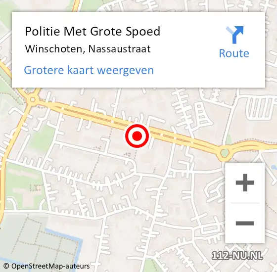 Locatie op kaart van de 112 melding: Politie Met Grote Spoed Naar Winschoten, Nassaustraat op 25 augustus 2022 11:20