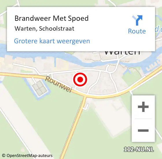 Locatie op kaart van de 112 melding: Brandweer Met Spoed Naar Warten, Schoolstraat op 25 augustus 2022 11:24