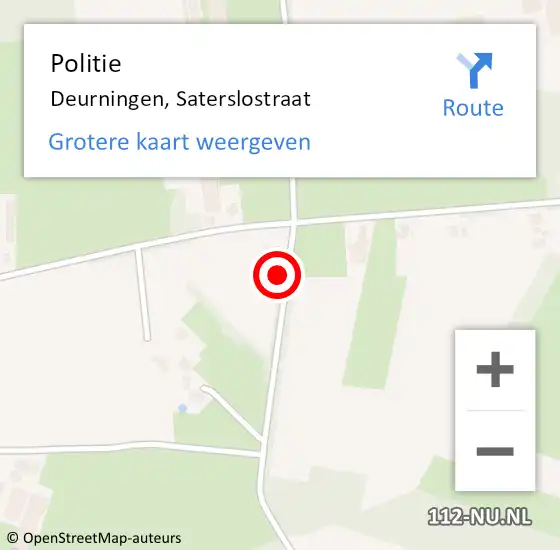 Locatie op kaart van de 112 melding: Politie Deurningen, Saterslostraat op 25 augustus 2022 11:25