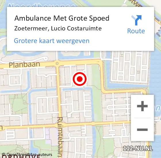 Locatie op kaart van de 112 melding: Ambulance Met Grote Spoed Naar Zoetermeer, Lucio Costaruimte op 25 augustus 2022 11:35