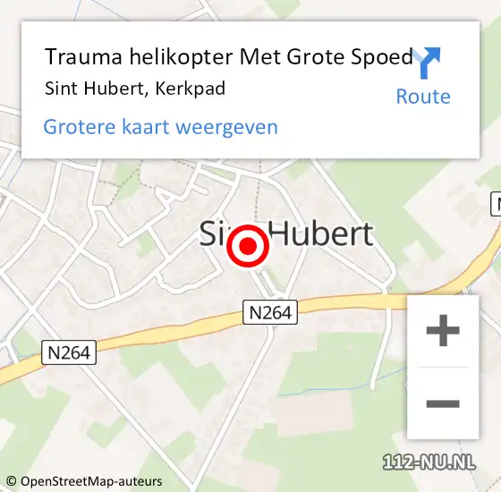 Locatie op kaart van de 112 melding: Trauma helikopter Met Grote Spoed Naar Sint Hubert, Kerkpad op 25 augustus 2022 11:39