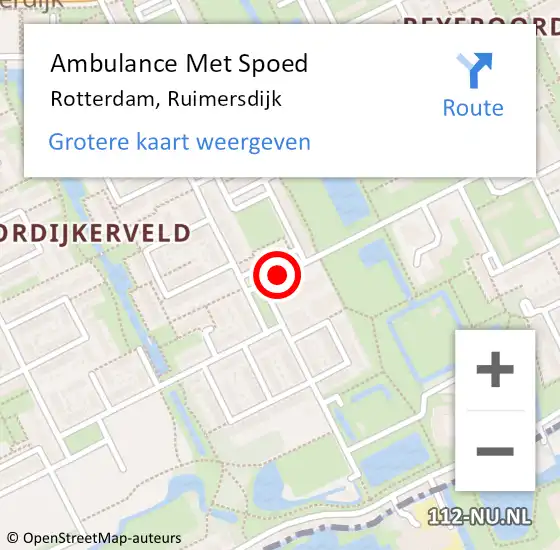 Locatie op kaart van de 112 melding: Ambulance Met Spoed Naar Rotterdam, Ruimersdijk op 27 juli 2014 15:30