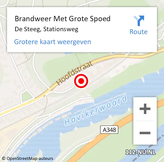 Locatie op kaart van de 112 melding: Brandweer Met Grote Spoed Naar De Steeg, Stationsweg op 25 augustus 2022 12:30