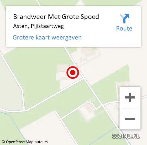 Locatie op kaart van de 112 melding: Brandweer Met Grote Spoed Naar Asten, Pijlstaartweg op 25 augustus 2022 12:30