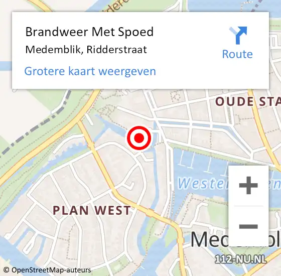 Locatie op kaart van de 112 melding: Brandweer Met Spoed Naar Medemblik, Ridderstraat op 25 augustus 2022 12:37