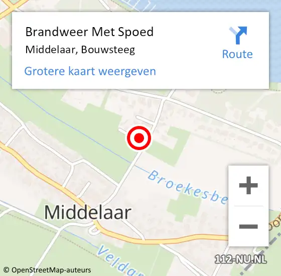 Locatie op kaart van de 112 melding: Brandweer Met Spoed Naar Middelaar, Bouwsteeg op 25 augustus 2022 12:38