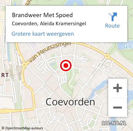 Locatie op kaart van de 112 melding: Brandweer Met Spoed Naar Coevorden, Aleida Kramersingel op 25 augustus 2022 13:02