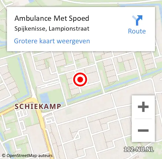 Locatie op kaart van de 112 melding: Ambulance Met Spoed Naar Spijkenisse, Lampionstraat op 25 augustus 2022 13:14