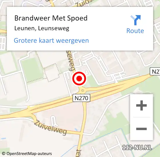 Locatie op kaart van de 112 melding: Brandweer Met Spoed Naar Leunen, Leunseweg op 25 augustus 2022 13:27