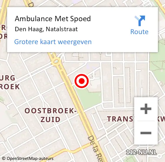 Locatie op kaart van de 112 melding: Ambulance Met Spoed Naar Den Haag, Natalstraat op 25 augustus 2022 13:27