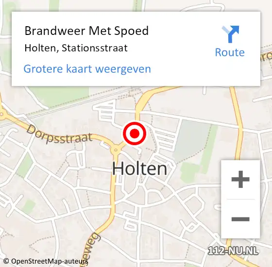 Locatie op kaart van de 112 melding: Brandweer Met Spoed Naar Holten, Stationsstraat op 25 augustus 2022 13:47