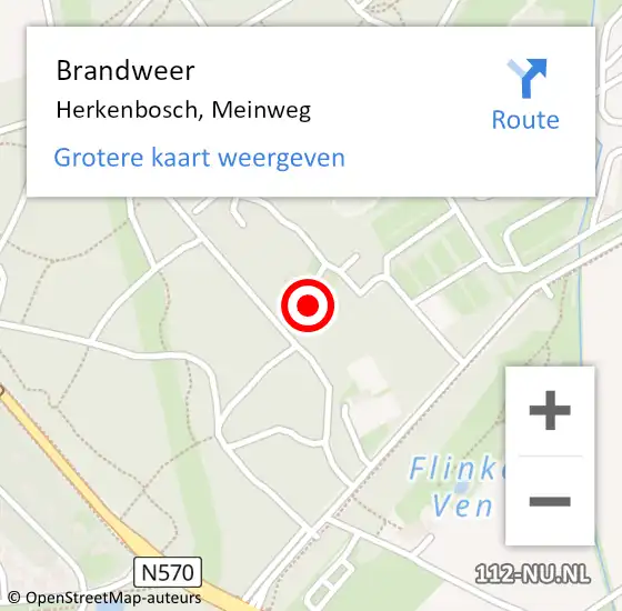 Locatie op kaart van de 112 melding: Brandweer Herkenbosch, Meinweg op 25 augustus 2022 13:48