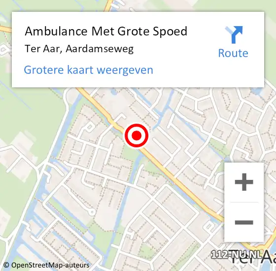 Locatie op kaart van de 112 melding: Ambulance Met Grote Spoed Naar Ter Aar, Aardamseweg op 25 augustus 2022 13:58