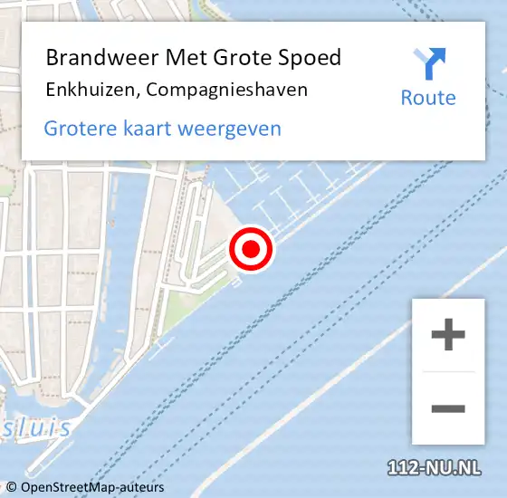 Locatie op kaart van de 112 melding: Brandweer Met Grote Spoed Naar Enkhuizen, Compagnieshaven op 25 augustus 2022 14:12