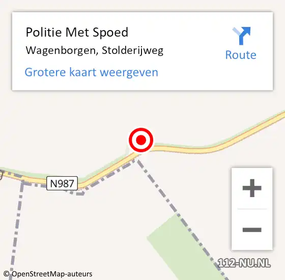 Locatie op kaart van de 112 melding: Politie Met Spoed Naar Wagenborgen, Stolderijweg op 25 augustus 2022 14:15