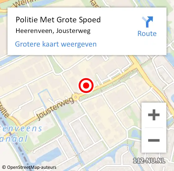 Locatie op kaart van de 112 melding: Politie Met Grote Spoed Naar Heerenveen, Jousterweg op 25 augustus 2022 14:20