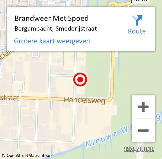 Locatie op kaart van de 112 melding: Brandweer Met Spoed Naar Bergambacht, Smederijstraat op 25 augustus 2022 14:32