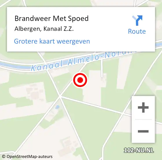 Locatie op kaart van de 112 melding: Brandweer Met Spoed Naar Albergen, Kanaal Z.Z. op 25 augustus 2022 14:39