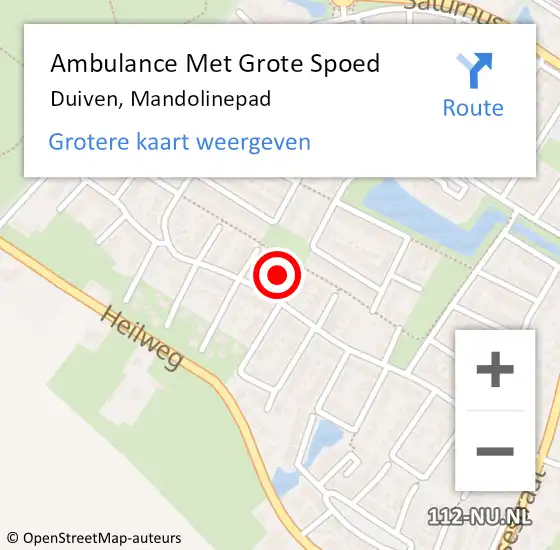 Locatie op kaart van de 112 melding: Ambulance Met Grote Spoed Naar Duiven, Mandolinepad op 25 augustus 2022 15:00